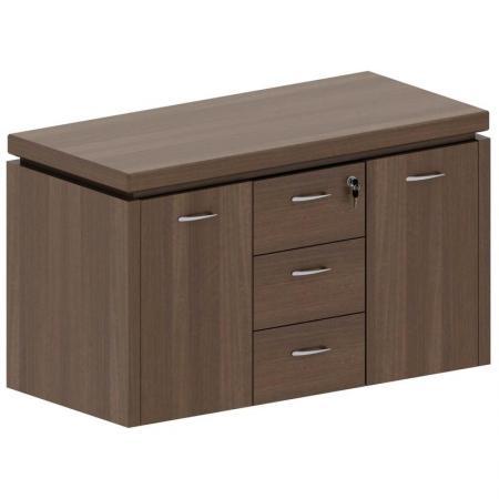 Тумба подкатная Milan с замком (орех, 1140x528x650 мм, 3 ящика)